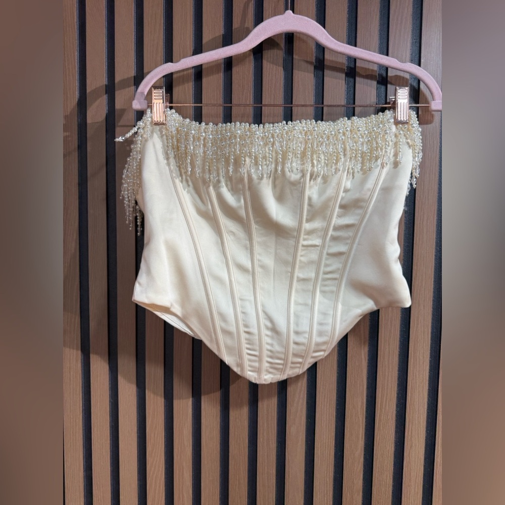 House of‎ CB Ivory Corset with Pearl Accents Sz M - Picture 2 of 10